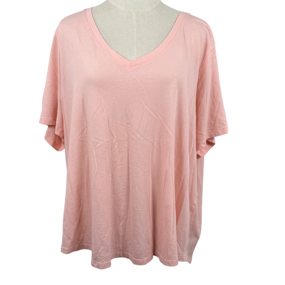 Terra‎ & Sky Womens 3X V-Neck T-Shirt Short Sleeve Cotton Modal Relaxed Tee